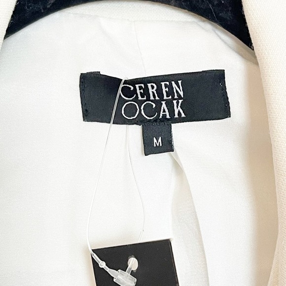 Ceren Ocak Open Front Crop Jacket in White Women's Size M NWT - Picture 11 of 12